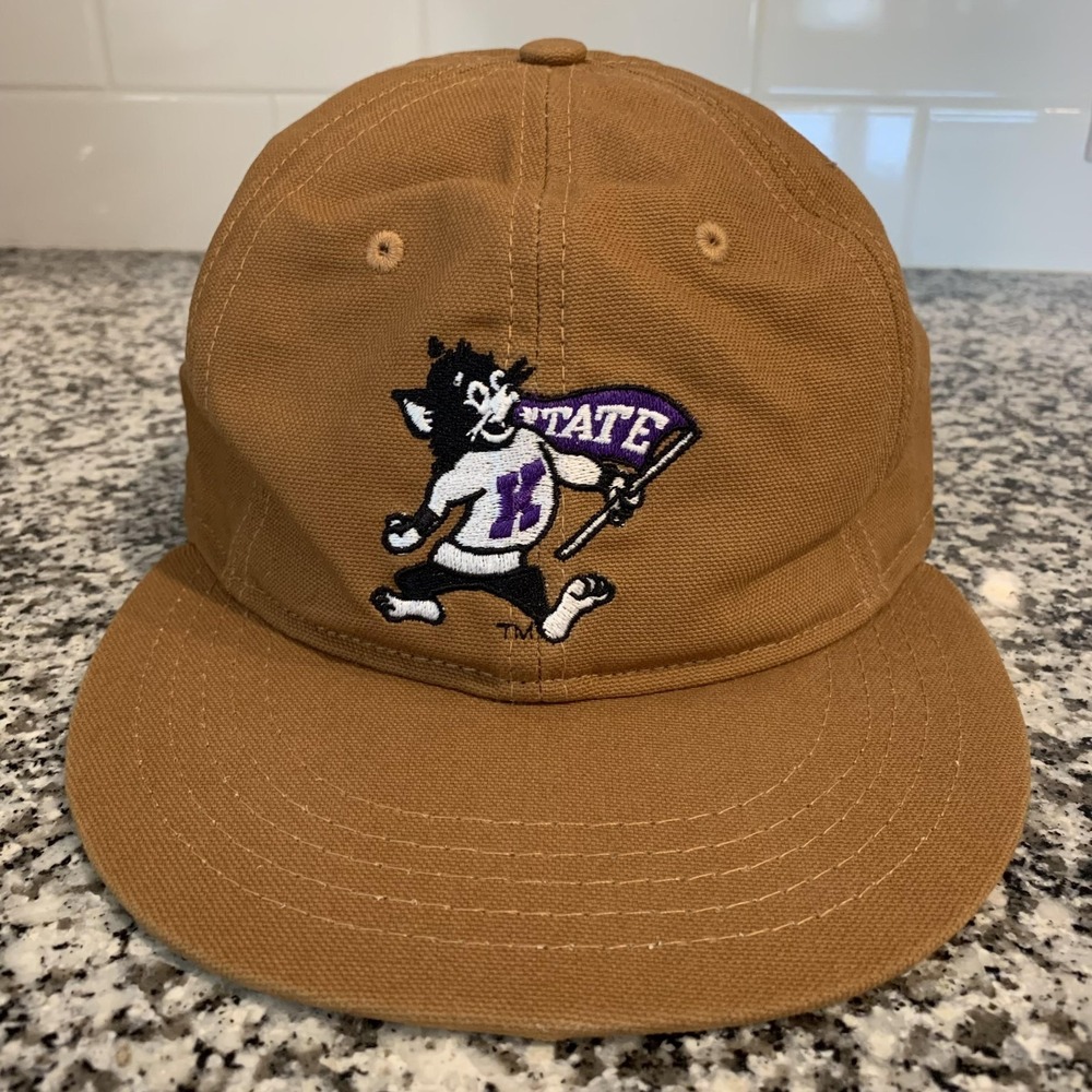Vintage Kansas State Wildcats Hat Leather Strap Back Mens Brown Sandlot USA Made